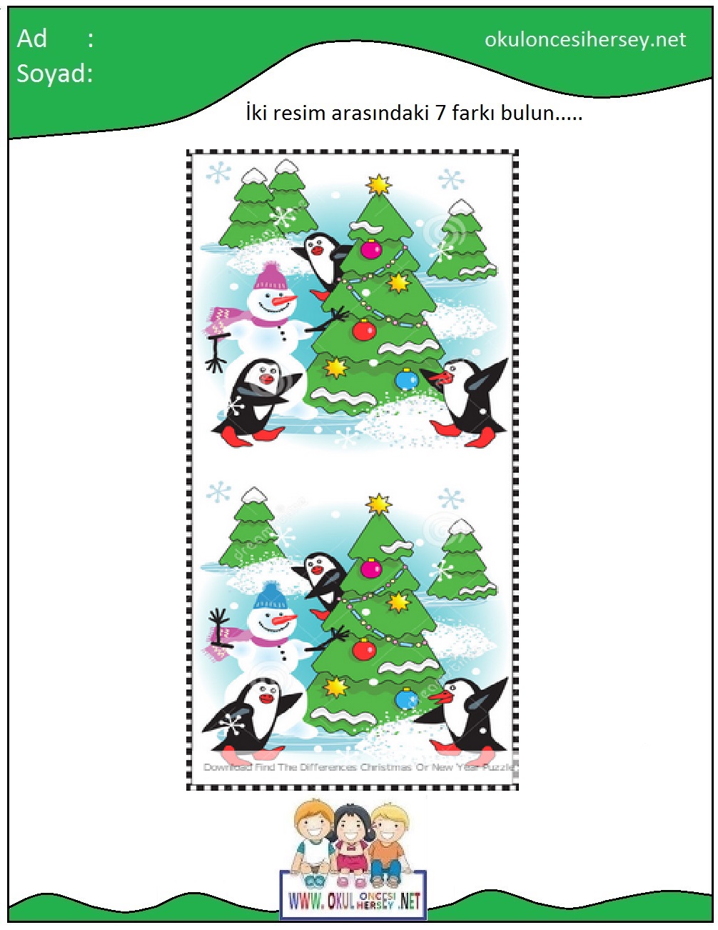 okul öncesi İki Resim Arasındaki Farkı Bul